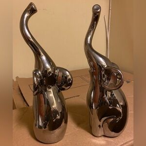 Pier 1 Silver glass Elephant Figurines